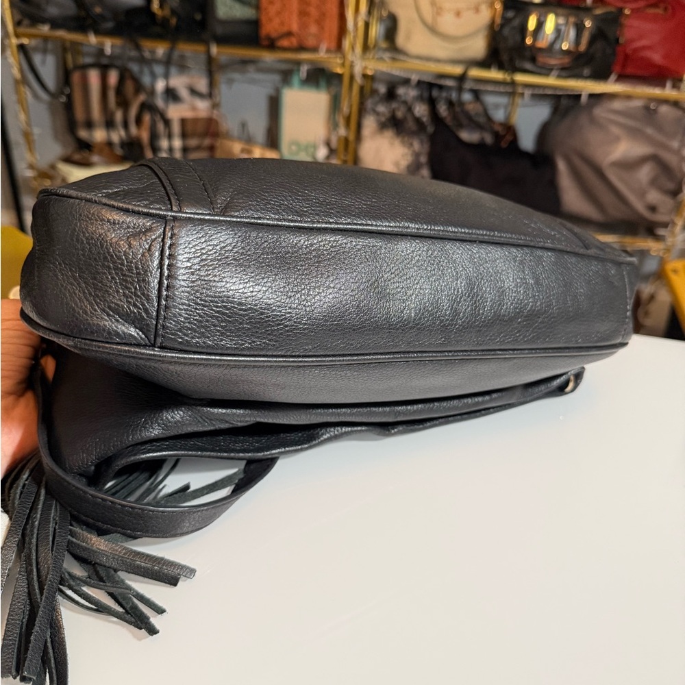 Tory Burch Amanda Black Foldover Messenger/Crossbody Bag. - Picture 7 of 13